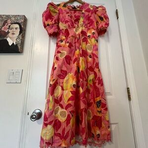 Pretty in pink fruity farm rio dress with embroideries details size small